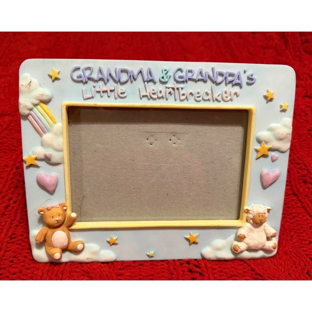 Russ Berrie Grandma & Grandpa's Little Heartbreaker Ceramic Picture Frame 24829